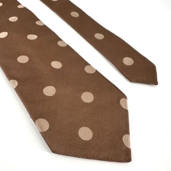 NWT Banana Republic Men's 100% Silk Polka Dot Woven Made In Italy Tie‎ Fawn Tan - Picture 9 of 9